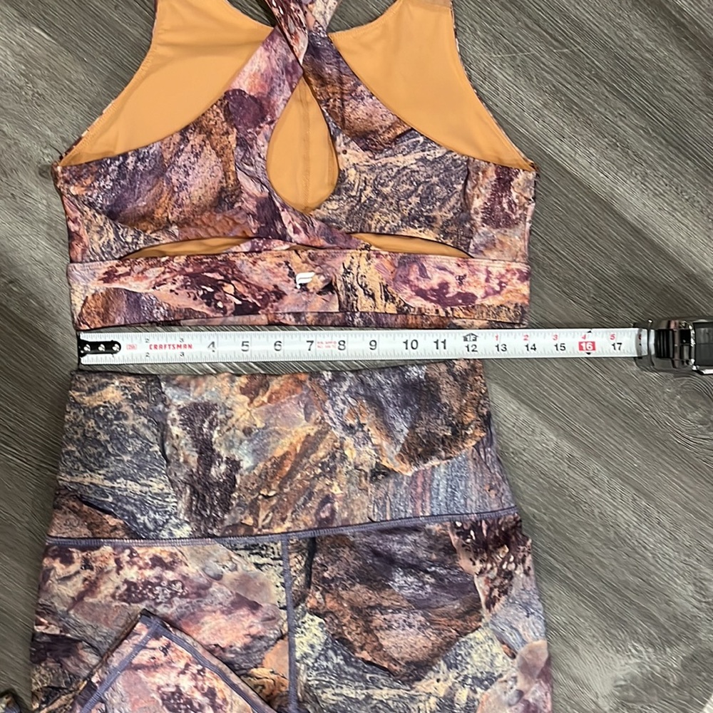 Fabletics Purple Multi Marble-Print Leggings & Sports Bra Set - Picture 4 of 10